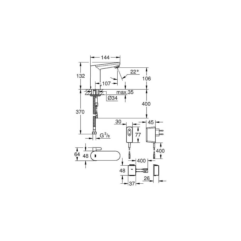 "Grohe Eurosmart Cosmopolitan E" praustuvo maišytuvas 36325001