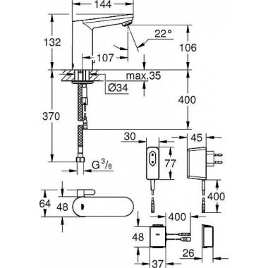 "Grohe Eurosmart Cosmopolitan E" praustuvo maišytuvas 36325001