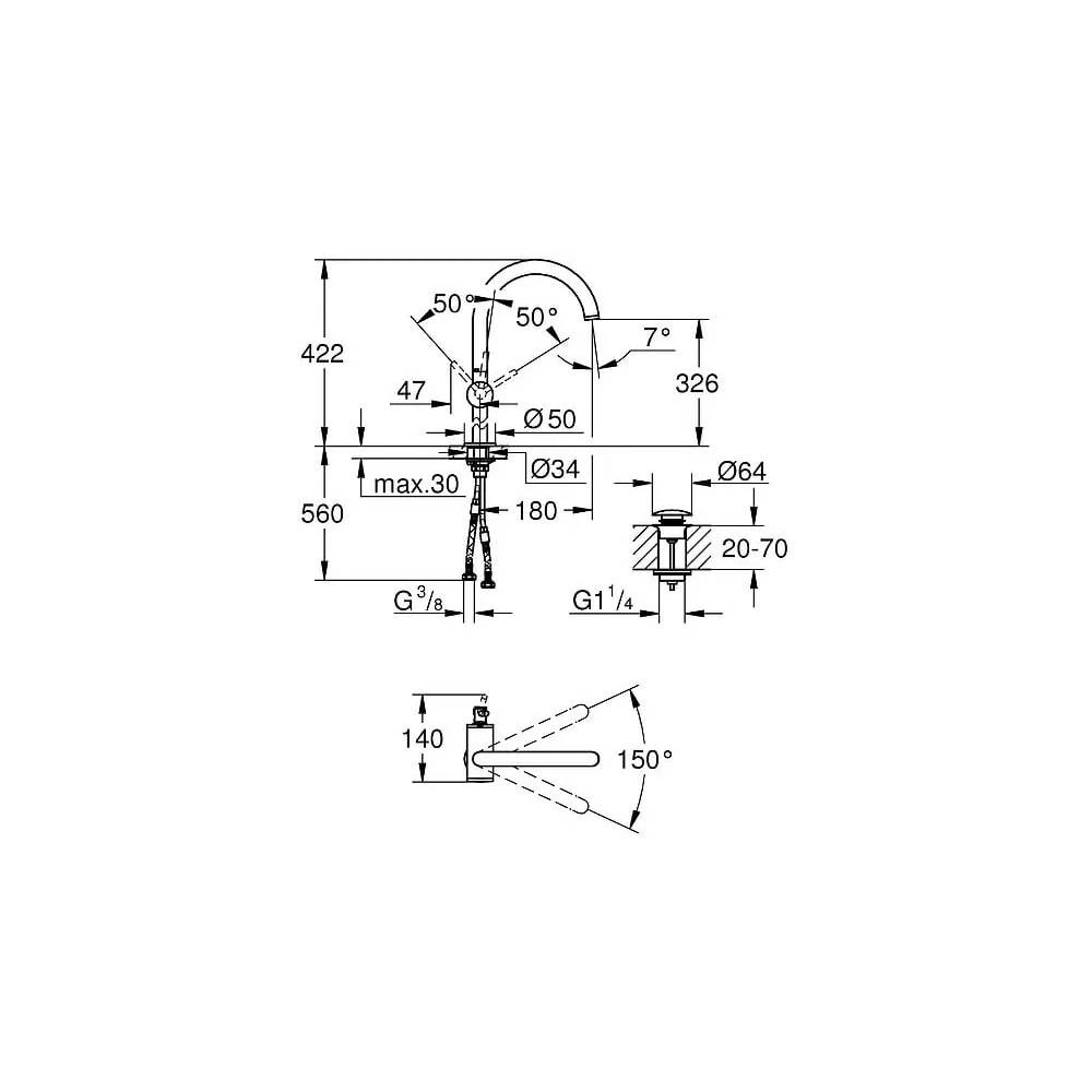 "Grohe Atrio New 32647DC3" praustuvo maišytuvas