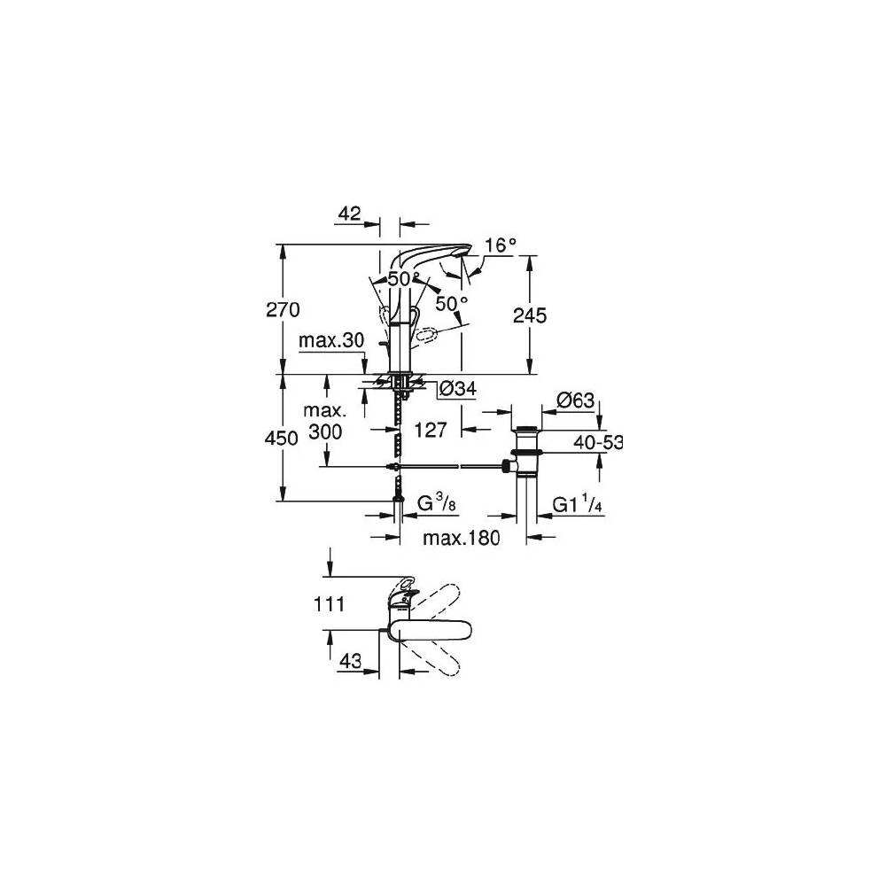 "Grohe Eurostyle" naujas praustuvo maišytuvas 23569003