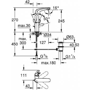 "Grohe Eurostyle" naujas praustuvo maišytuvas 23569003