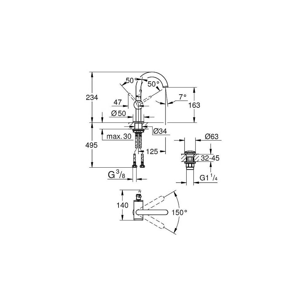 "Grohe Atrio" Naujas praustuvo maišytuvas 32043003