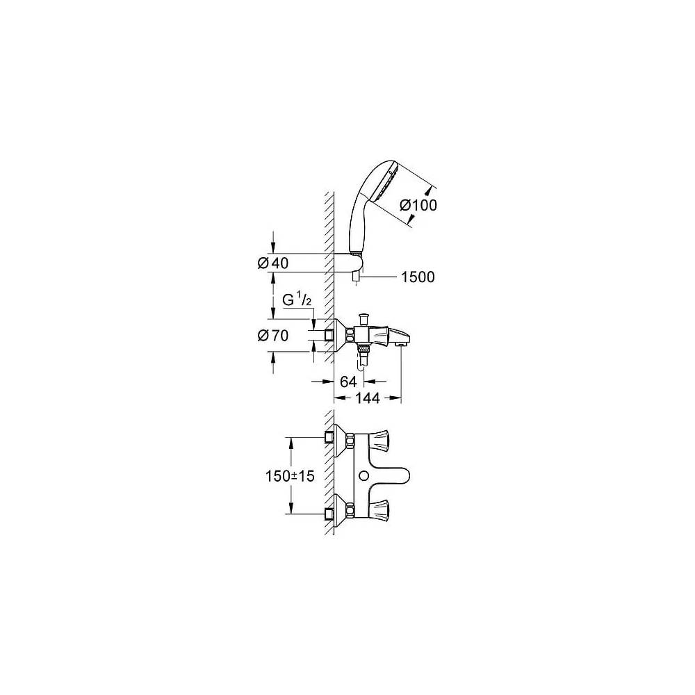 "Grohe" maišytuvas voniai su dušu "Costa L 2546010A