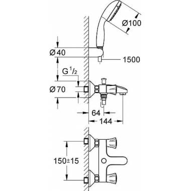 "Grohe" maišytuvas voniai su dušu "Costa L 2546010A