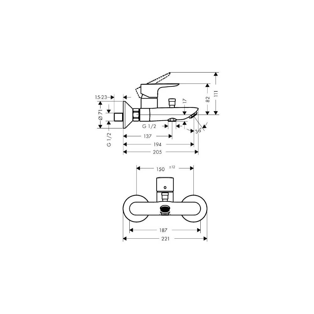 "Hansgrohe" vonios ir dušo maišytuvas "Talis E" 71740140