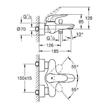 "Grohe Eurostyle" vonios ir dušo maišytuvas 23726003