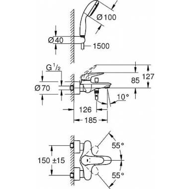 "Grohe Eurostyle" vonios-dušo maišytuvas 2372930A