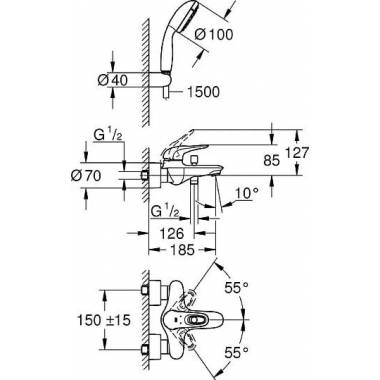 "Grohe Eurostyle" vonios ir dušo maišytuvas 3359230A