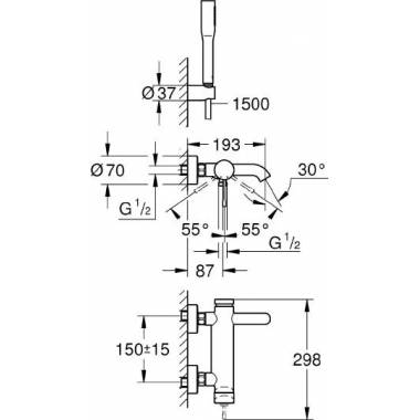 "Grohe Essence" Naujas vonios ir dušo maišytuvas 33628001