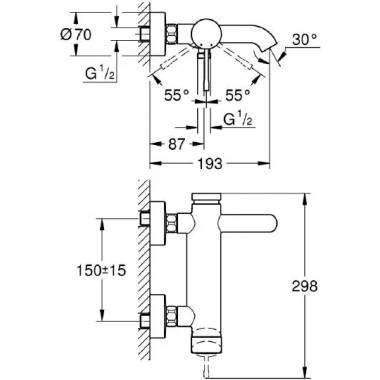 "Grohe Essence" naujas vonios ir dušo maišytuvas 33624BE1