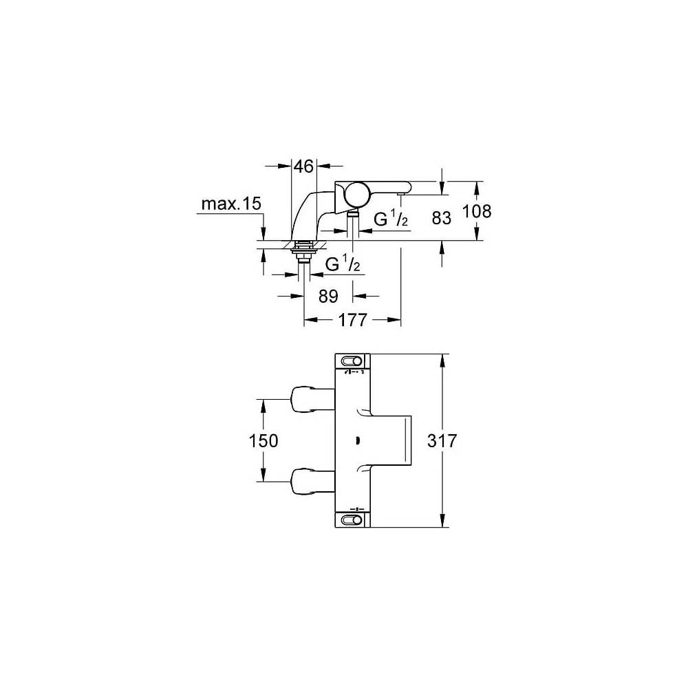 "Grohe" termostatinis maišytuvas voniai su dušu "Grohtherm 2000" Naujas 34176001