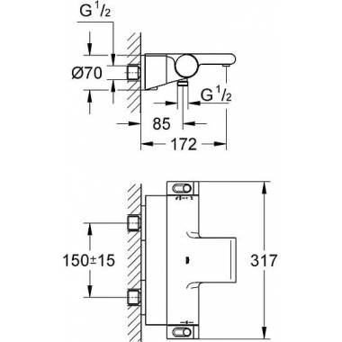 "Grohe" termostatinis maišytuvas voniai su dušu "Grohtherm 2000" Naujas 34464001