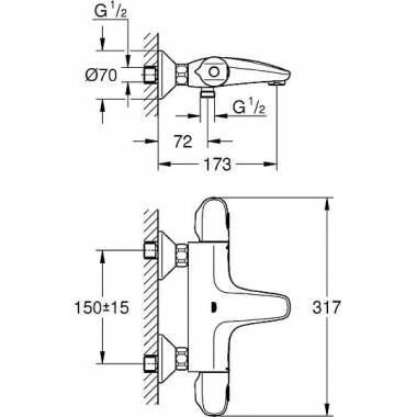 "Grohe" termostatinis maišytuvas voniai ir dušui "Grohtherm 1000" Naujas 34155003