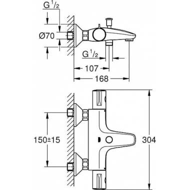 "Grohe" termostatinis maišytuvas voniai su dušu "Grohtherm 800" 34564000