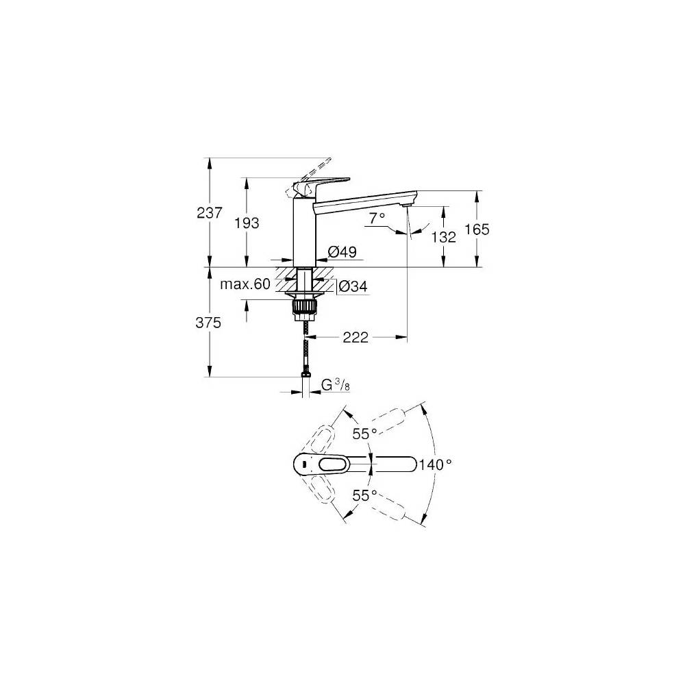 "Grohe BauFlow" virtuvės maišytuvas 31688000