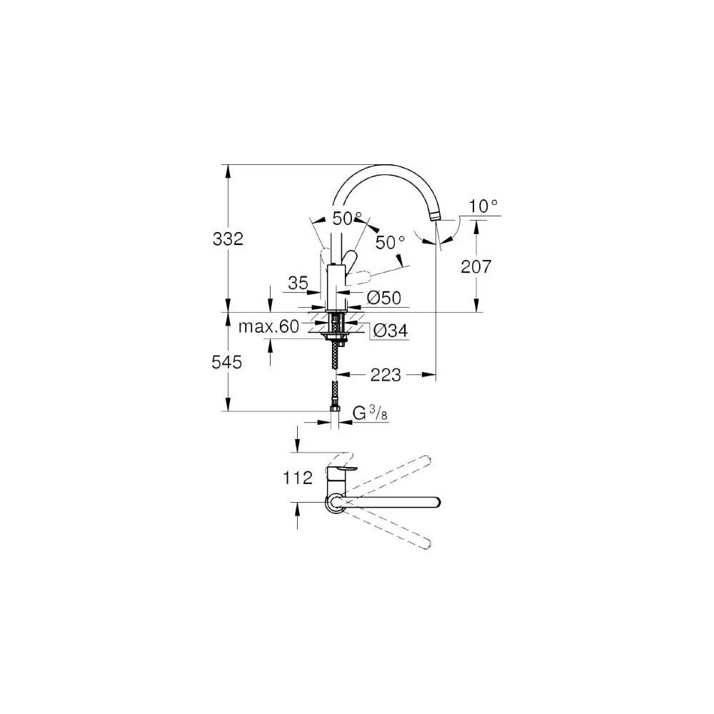 "Grohe BauEdge" virtuvės maišytuvas 31367001