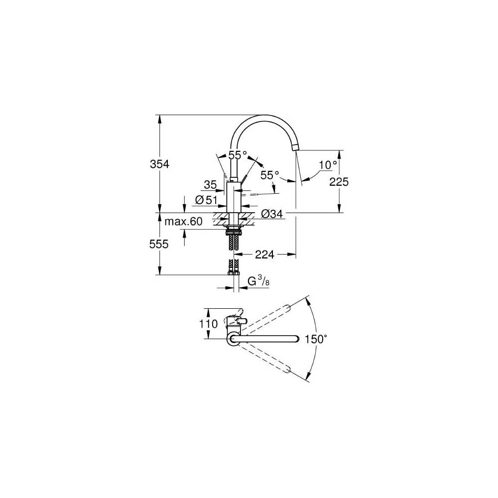 "Grohe" virtuvės maišytuvas "Eurosmart Cosmopolitan" 32843002