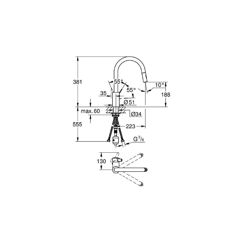 "Grohe" virtuvės maišytuvas "Eurosmart Cosmopolitan" 31481001