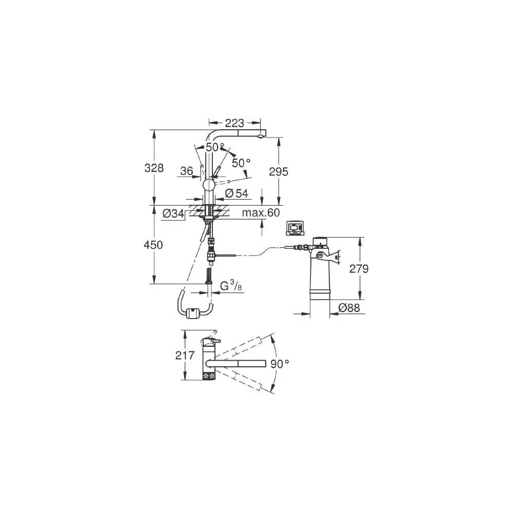 "Grohe" virtuvės maišytuvas Blue Pure Minta 30382000