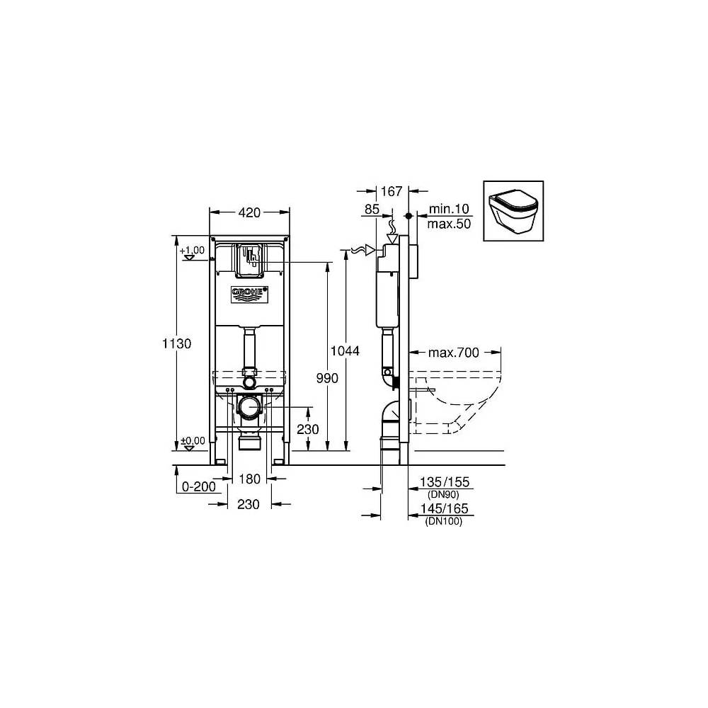 "Grohe" įmontuojamas tualetas "Rapid SL" 38713001