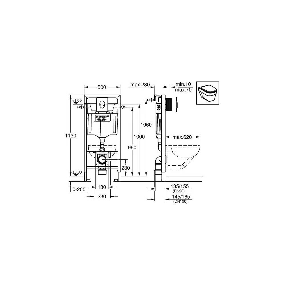 "Grohe" įmontuojamas tualetas "Rapid SL" 38722001