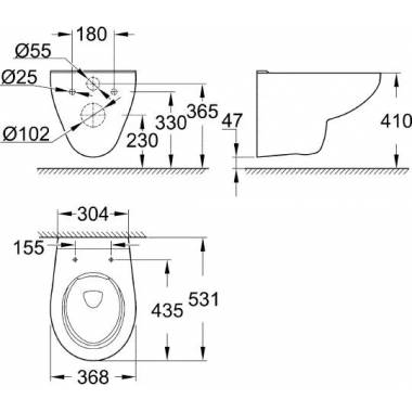 "Grohe" sieninis praustuvas "Bau Ceramic" 39427000