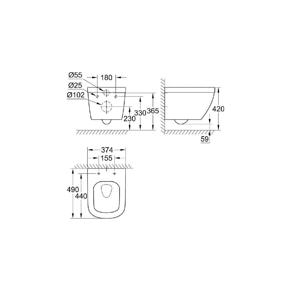 "Grohe" sieninis praustuvas "Euro Ceramic" 3920600H