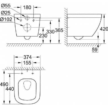 "Grohe" sieninis praustuvas "Euro Ceramic" 3920600H