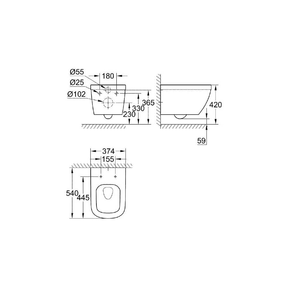 "Grohe" sieninis praustuvas "Euro Ceramic" 39328000