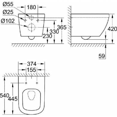 "Grohe" sieninis praustuvas "Euro Ceramic" 39328000