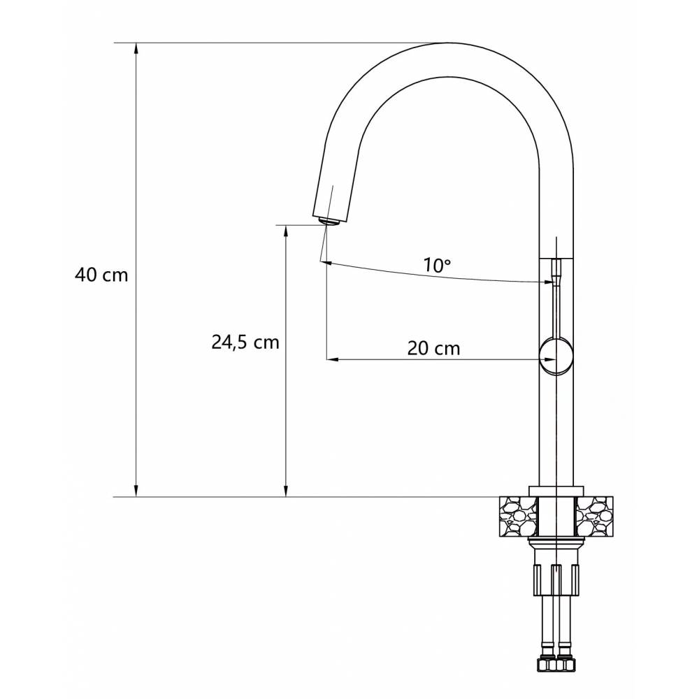 QUADRON HALEY T LINE SteelQ virtuvės maišytuvas / grafitinis metalas / varis nano PVD