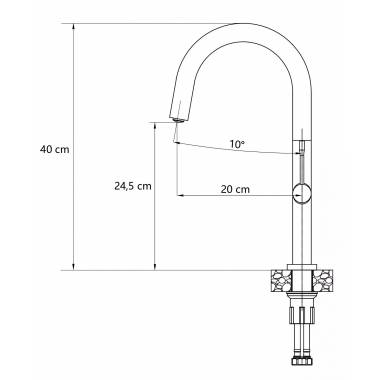 QUADRON HALEY T LINE SteelQ virtuvės maišytuvas / grafitinis metalas / varis nano PVD