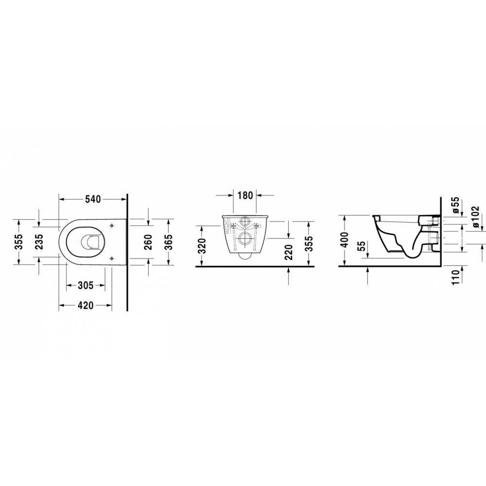 "Duravit" sieninis pakabinamas puodas Darling New 2545090000