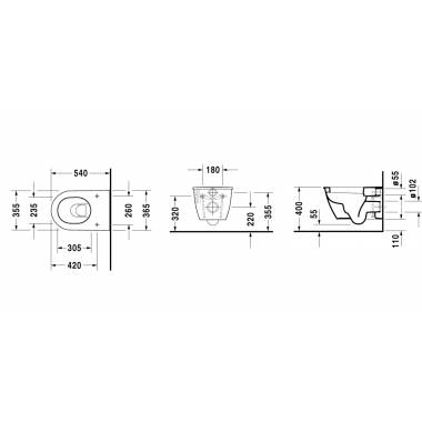 "Duravit" sieninis pakabinamas puodas Darling New 2545090000