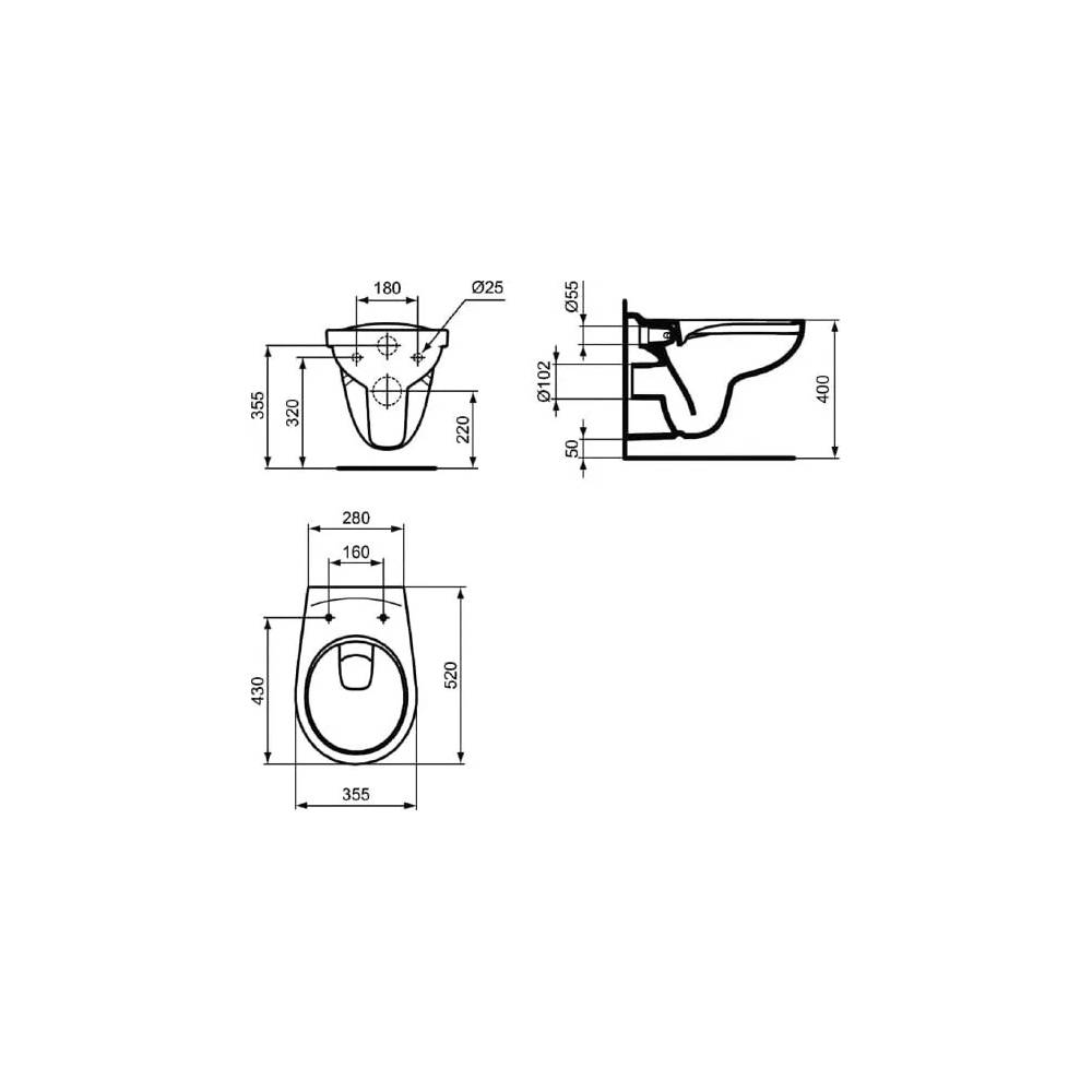 "Ideal Standard Eurovit K881201" sieninis praustuvas