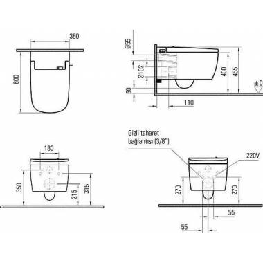 "VitrA" sieninis praustuvas V-Care 5674B003-6103