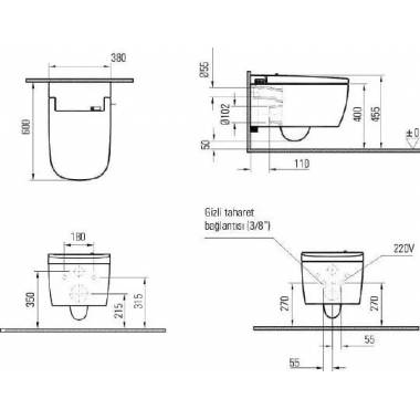 "VitrA" sieninis praustuvas V-Care 5674B003-6104