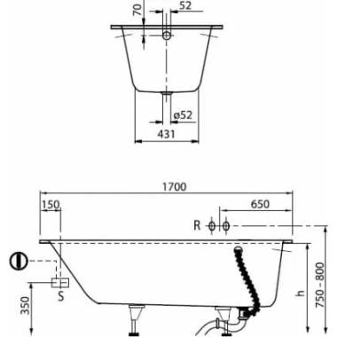 "Villeroy & Boch" akrilo čiaupas "Oberon" UBQ170OBE2V-01