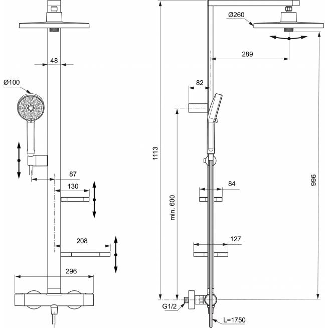 aLU+ BD583XG dušo rinkinio kopija, auksinis IDEAL STANDART