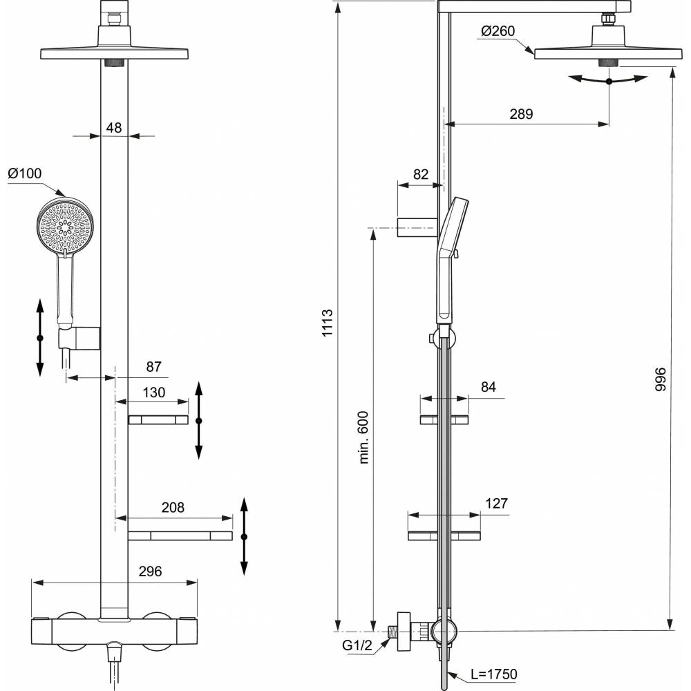 aLU+ BD583XG dušo rinkinio kopija, auksinis IDEAL STANDART