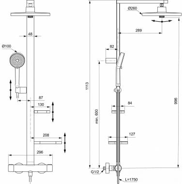 aLU+ BD583XG dušo rinkinio kopija, auksinis IDEAL STANDART