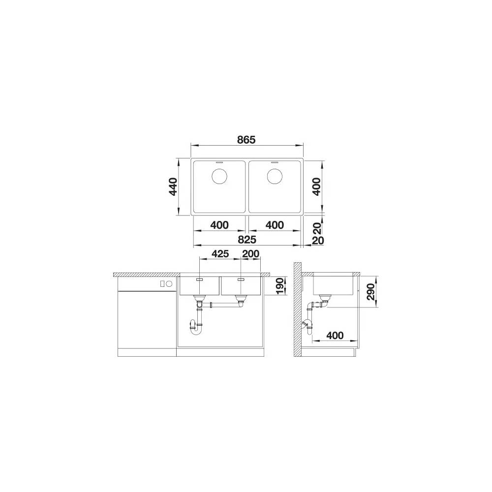 BLANCO ANDANO 400/400-U CNS 3½" LF o.Afb