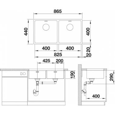 BLANCO ANDANO 400/400-U CNS 3½" LF o.Afb