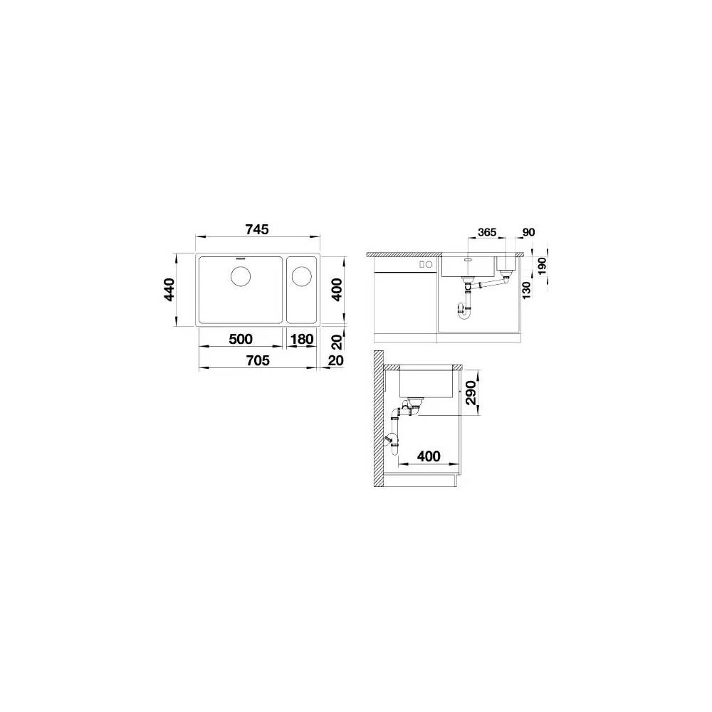 BLANCO ANDANO 500/180-U 3½" LI LF o.Afb.