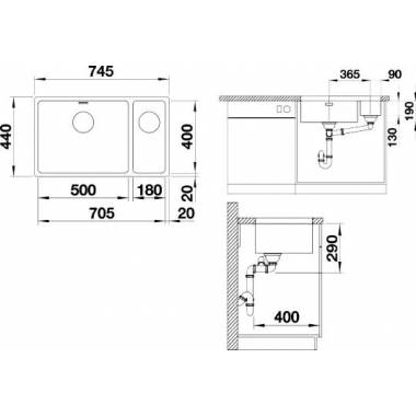 BLANCO ANDANO 500/180-U 3½" LI LF o.Afb.