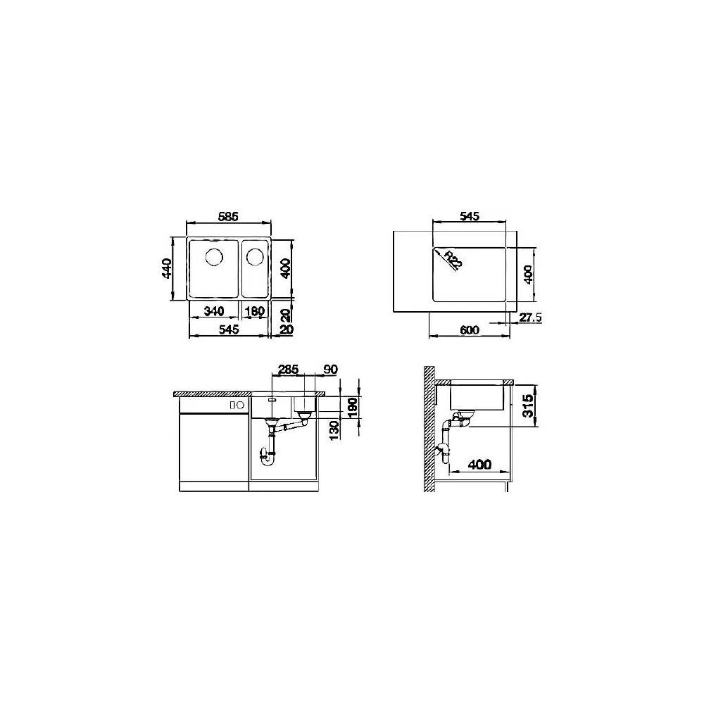 BLANCO ANDANO 340/180-U 3½" LI LF o.Afb