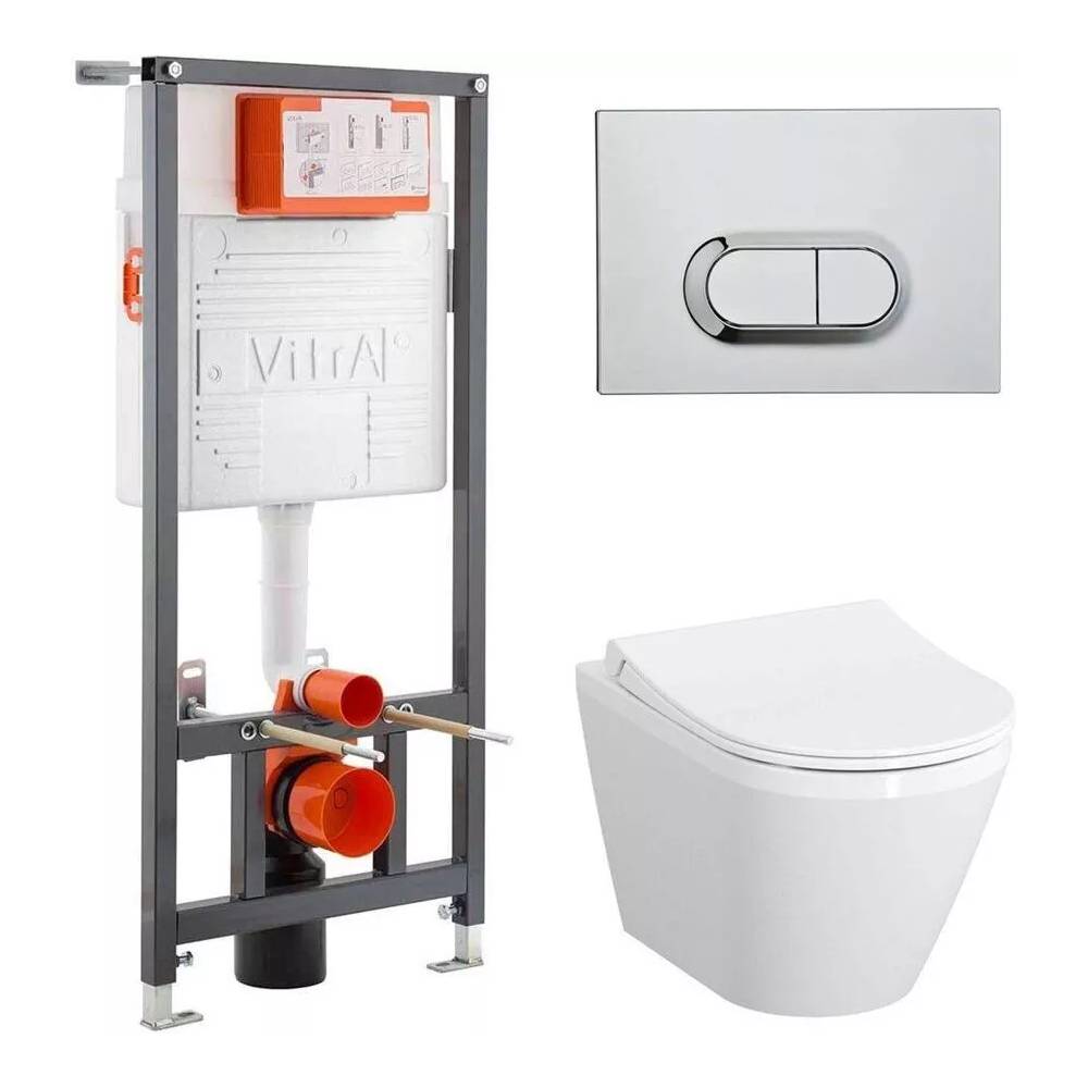 "Vitra Integra" tualeto komplektas, montavimo rėmas V12, 1120/1270 x 500 mm, bakelio talpa 3/6 l, klozeto indas "Integra compact