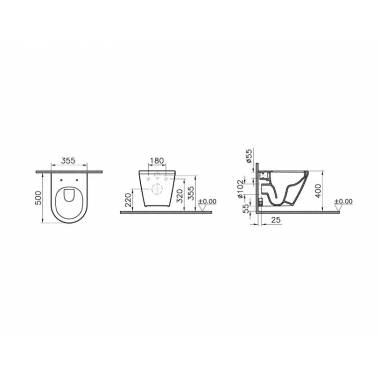 "Vitra Integra" tualeto komplektas, montavimo rėmas V12, 1120/1270 x 500 mm, bakelio talpa 3/6 l, klozeto indas "Integra compact