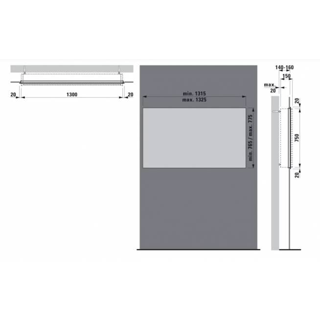 "Laufen FRAME25" veidrodžio spintelės montavimo rėmas ir plokštė 130 cm