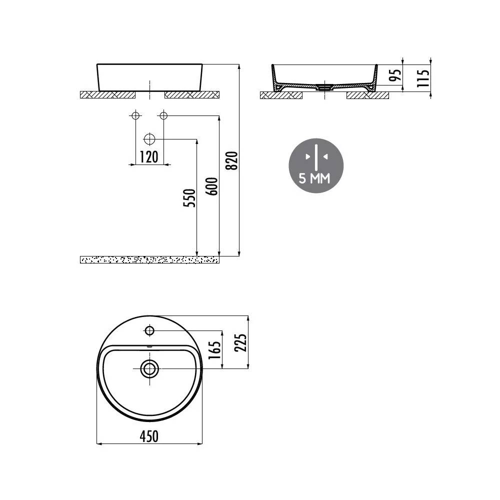 stalviršio praustuvas "Loop 45", baltas